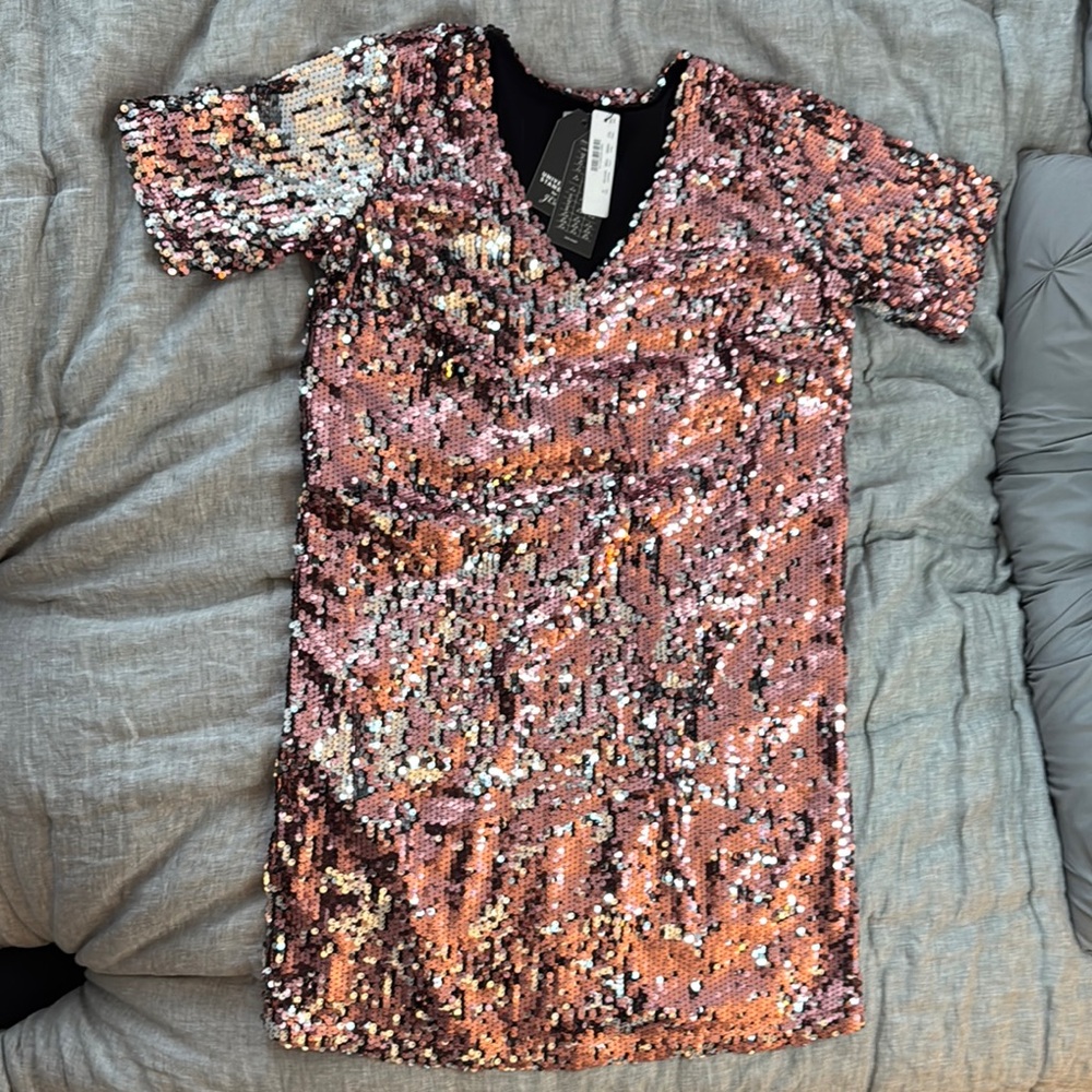Universal Standard Sequin Mini Dress - Pink and Silver